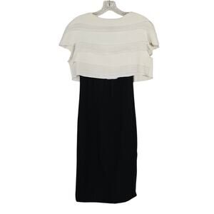 Amelia Toro Layered Contrast Dress Wool Silk Raw Edges Sz 8 FLAWS